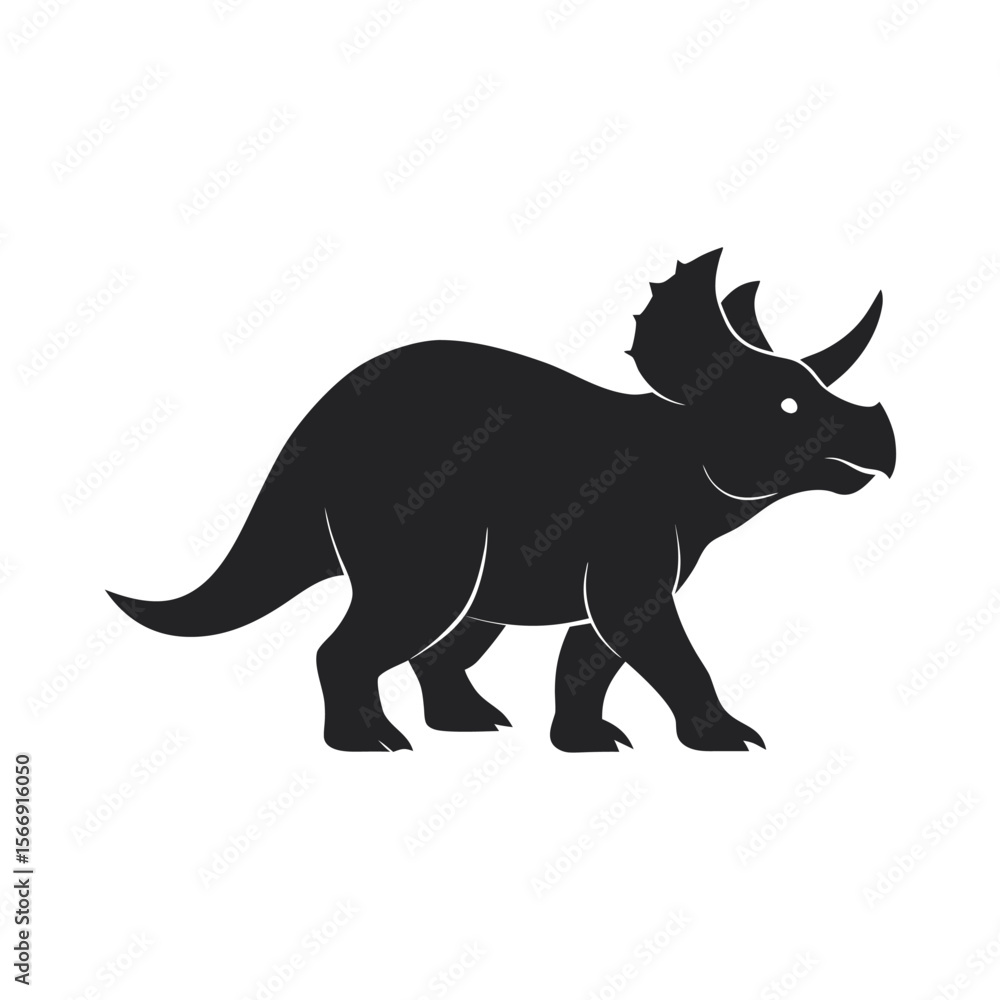Obraz premium Triceratops With Forward Horns Silhouette