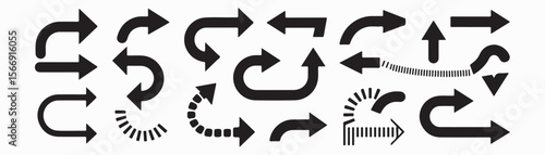 Flat arrow vector, diverse direction vector illustration, navigation, pointing symbols, black arrows icon