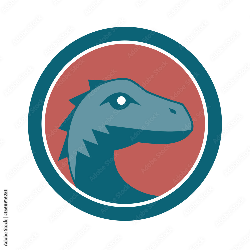 Fototapeta premium Emblem Badge With Dinosaur Head