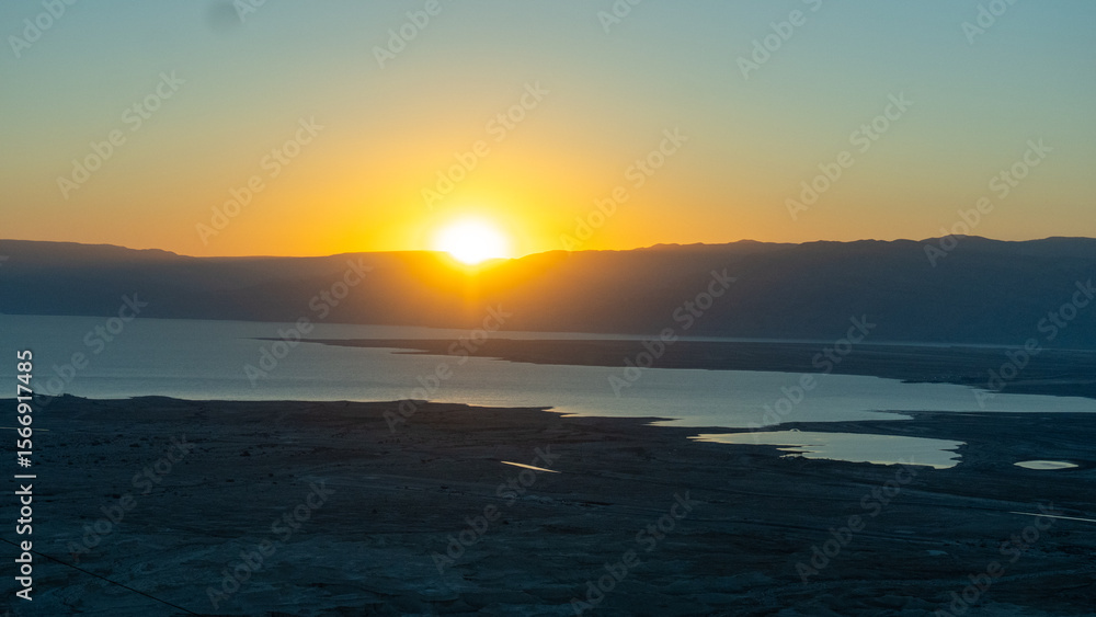 Fototapeta premium Sunrise over the Dead Sea from Masada, Israel 
