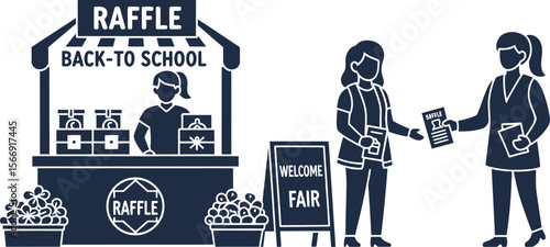 Back to school raffle event promotion fair giveaway vector illustration