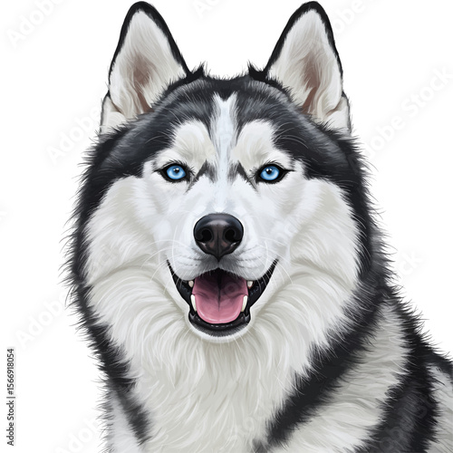 Siberian Husky Illustration Pose Majestic Look Thick Double Coat
