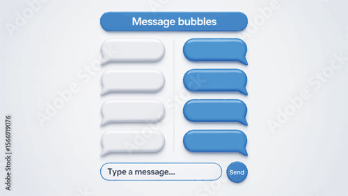 Blue and white message bubbles chat interface communication