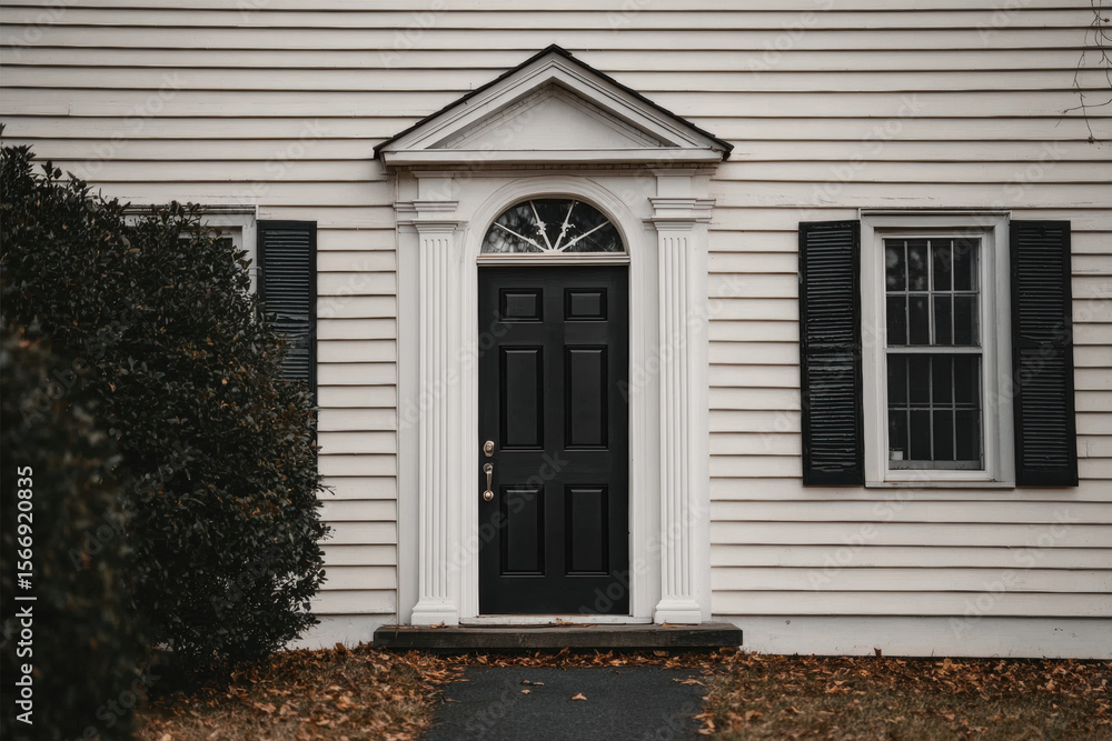 Fototapeta premium Monochrome Vintage Entrance Featuring Elegant Traditional Elements
