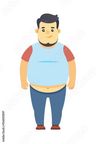 Man with belly showing in casual clothes
