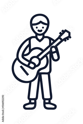 Outline of person playing guitar