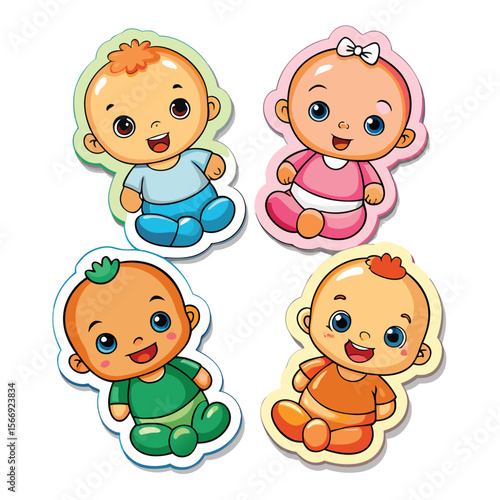 Cute cartoon babies in various outfits (1)