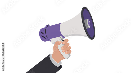 Amplifying the Message: A person's hand firmly grasps a classic megaphone, poised to deliver a clear and resonant announcement, symbolizing communication, proclamation, and sharing of a vital message.