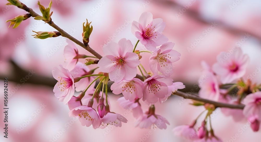 Obraz premium Delicate Pink Cherry Blossoms in Full Bloom A Springtime Delight