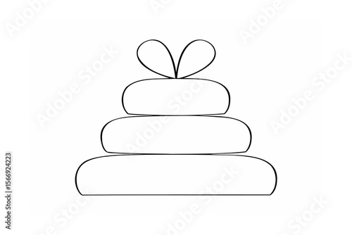 Stacked rounded shapes with bow abstract black and white