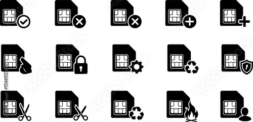 Sim card icons set vector illustration for mobile phone and network concept