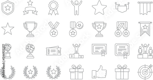 Vector awards and achievements icons set for graphic design and web design