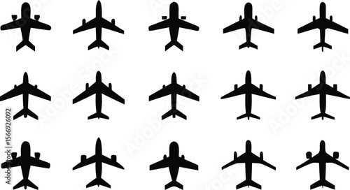Set of airplane. Airplane icon set vector