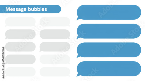 Versatile Collection of Message Bubbles Grey and Blue Speech Balloons for Design Projects