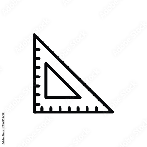 Outline a right triangle ruler with measurement markings on a geometry