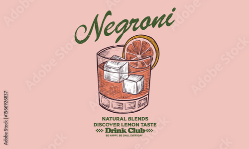 Summer print. Sweet lemon artwork. Negroni artwork for for t-shirt.	
