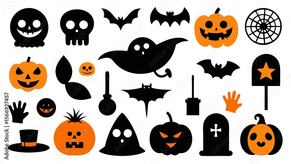 Photo of halloween icons isolated on white background Photo of halloween icons isolated on white background