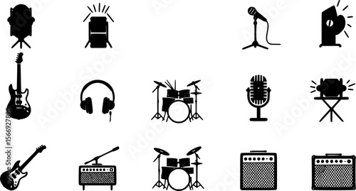 Set of musical instruments icons in vector style