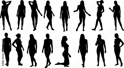 Collection of naked women vector silhouettes
