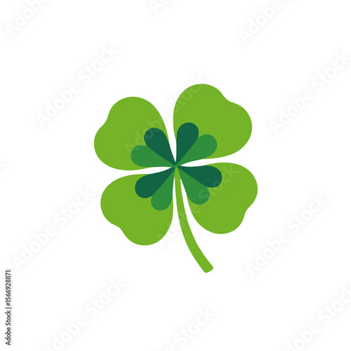 Four Leaf Clover Symbol-Lucky Shamrock Illustration-St Patricks Day Graphic-Green Clover Design for Irish Celebration-Bring Luck with this Cloverleaf Image