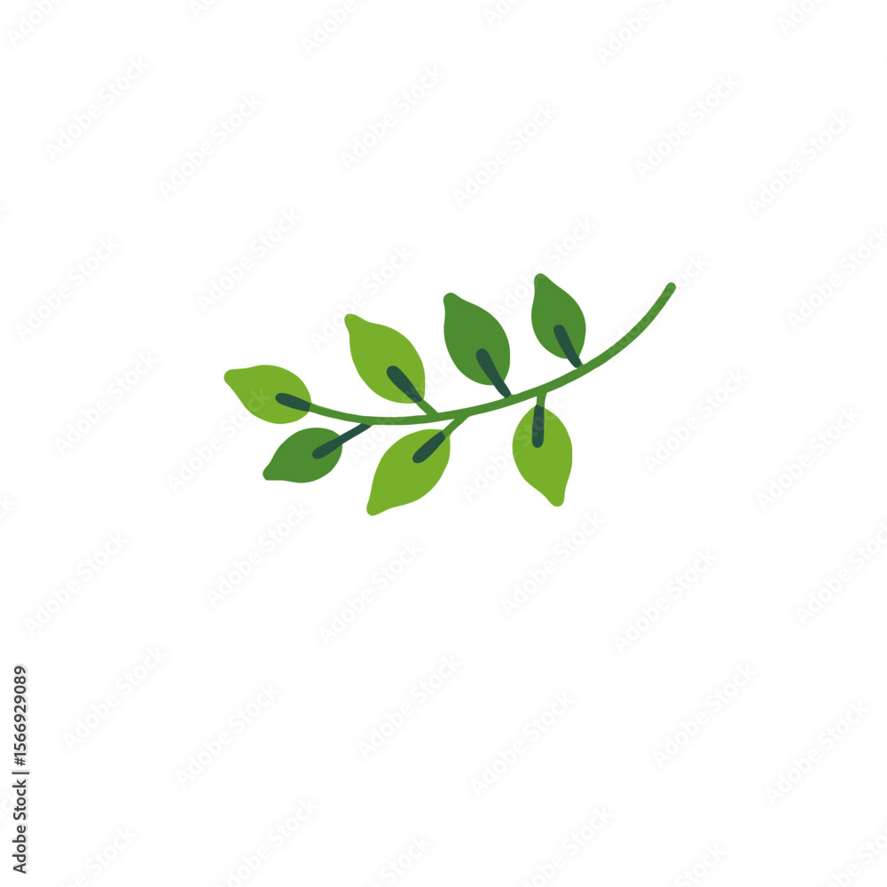 Fototapeta premium Green Leaves Illustration-Nature Inspired Design-Botanical Element for Decoration-Simple Leaf Clipart-Eco Friendly Vector Graphics-Plant Artwork for Creative Projects