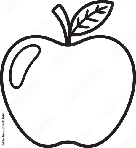 Simple Line Drawing of a Red Apple Fruit Illustration