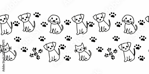 Adorable Pet Lover Digital Paper: Transparent Vector Illustration of Cats, Dogs & Paws in Playful Colors