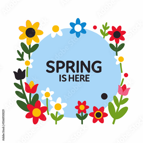 Welcome Spring-Floral Frame Border Design-Celebrating New Beginnings and Colorful Blooms-Perfect for Springtime Greetings and Invitations-Seasonal Graphic Design for Spring Events