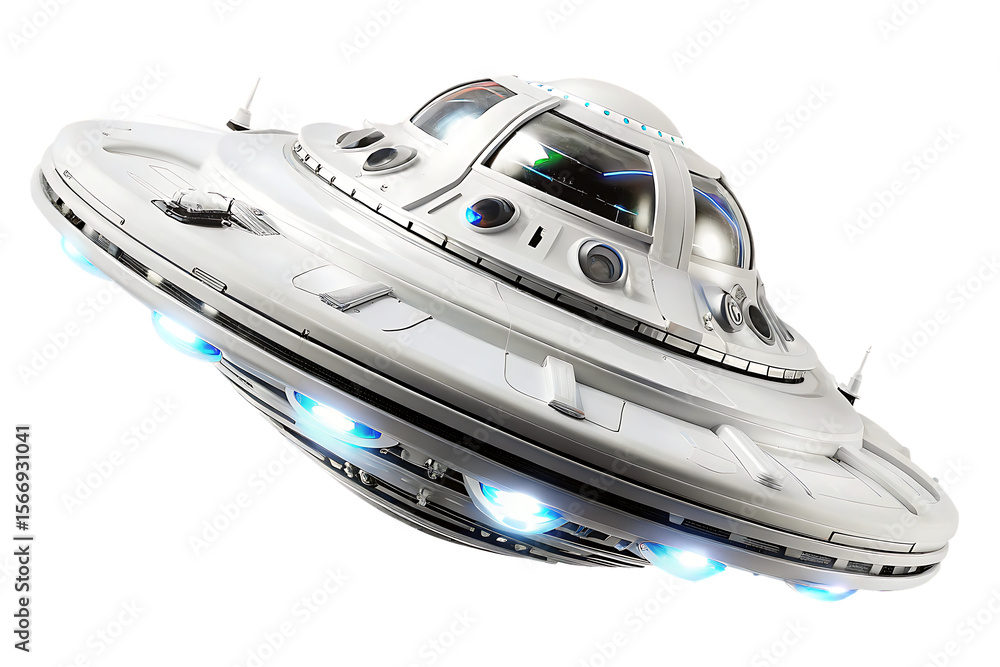 Naklejka premium ufo unidentified flying object isolated on white background PNG ,AI GENERATED