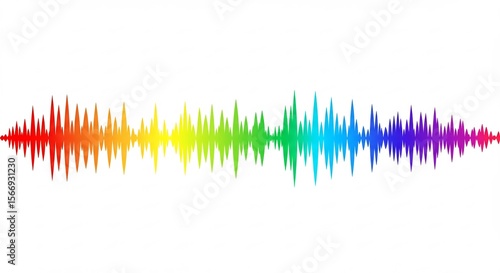 虹色に輝く 音波 カラフルな波形 美しい音楽ビジュアライゼーション. AI Generated
