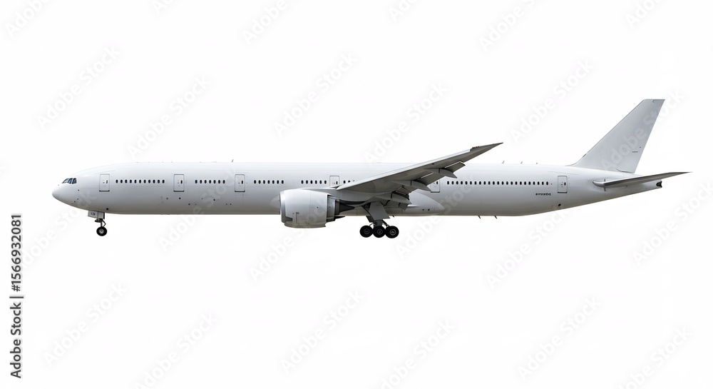 白く輝く旅客機、滑走路を優雅に滑る 精密描写. AI Generated 白く輝く旅客機、滑走路を優雅に滑る 精密描写. AI Generated