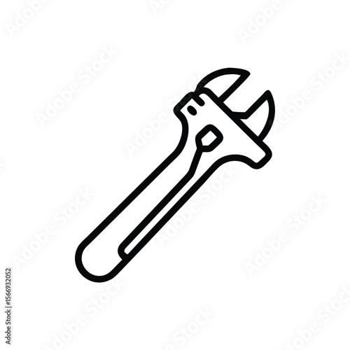 Outline an adjustable wrench tool on a handdrawn spanner repair