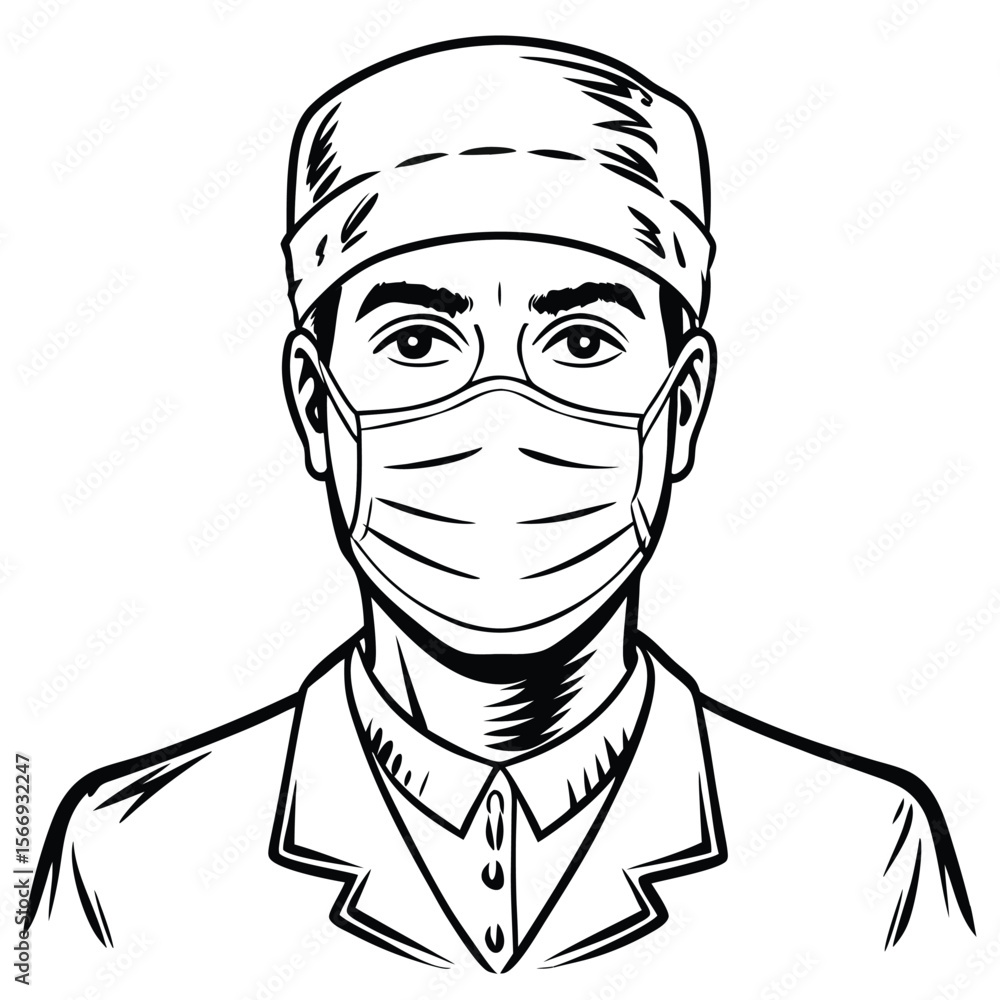 Surgeon wearing mask and cap medical doctor Surgeon wearing mask and cap medical doctor
