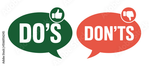 Do s and Don ts in a Green and Red Speech Bubble Style