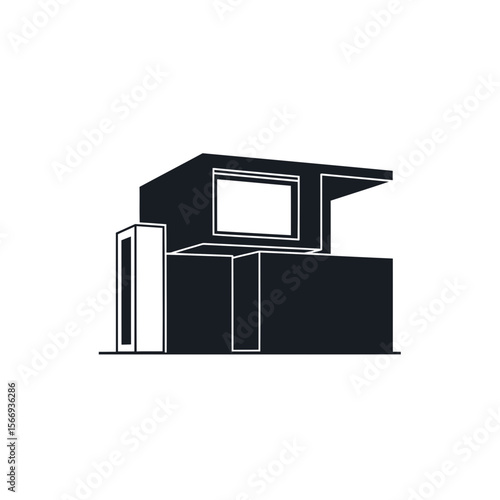 A simple vector silhouette of a modern two-story house