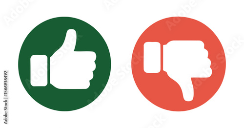 Thumbs Up and Down Icons in Green and Red Circles