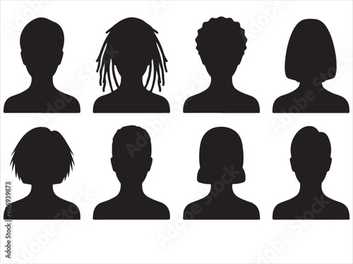 Diverse hairstyles silhouettes representing different people and styles