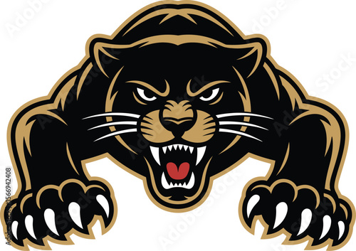 Fierce Black Panther Logo with Sharp Claws