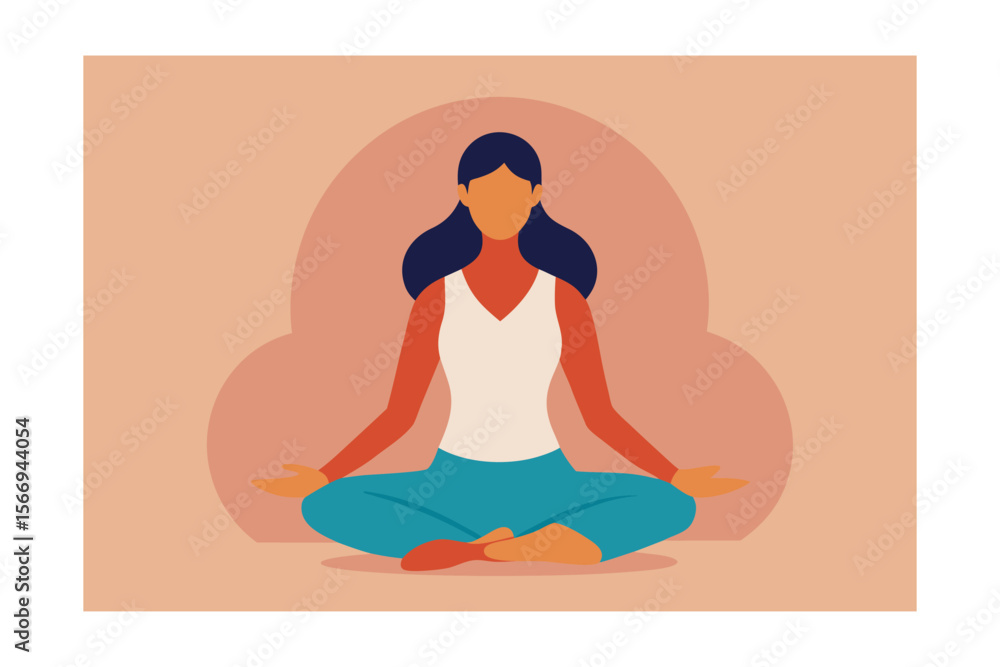 Obraz premium -woman-meditating-in-lotus-pose-for-mindfulness-on.eps