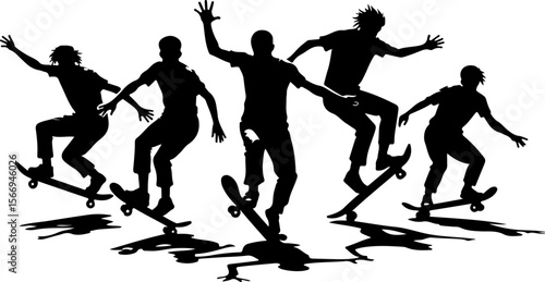 mountain skateboard, skateboarding, extreme man sport   vector bundle