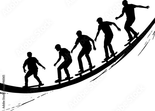 mountain skateboard, skateboarding, extreme man sport   vector bundle