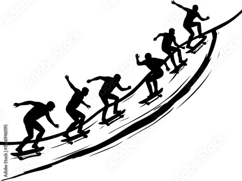 mountain skateboard, skateboarding, extreme man sport   vector bundle