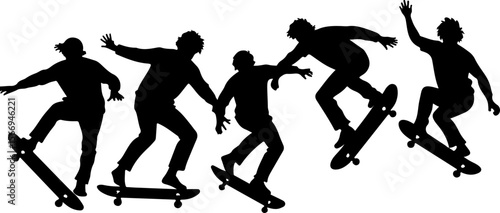 mountain skateboard, skateboarding, extreme man sport   vector bundle