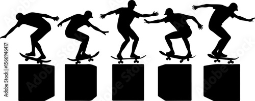 mountain skateboard, skateboarding, extreme man sport   vector bundle