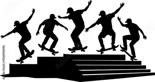 mountain skateboard, skateboarding, extreme man sport   vector bundle