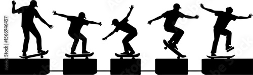 mountain skateboard, skateboarding, extreme man sport   vector bundle