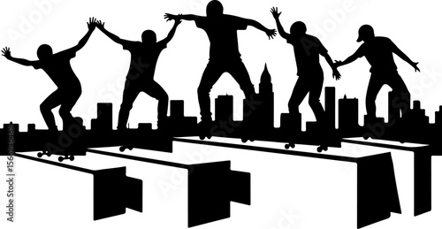 mountain skateboard, skateboarding, extreme man sport   vector bundle