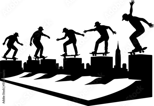 mountain skateboard, skateboarding, extreme man sport   vector bundle