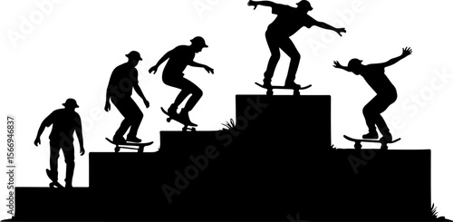 mountain skateboard, skateboarding, extreme man sport   vector bundle