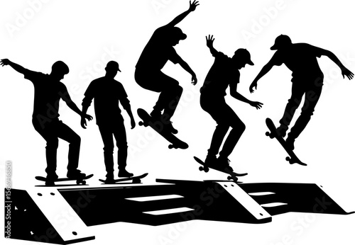 mountain skateboard, skateboarding, extreme man sport   vector bundle